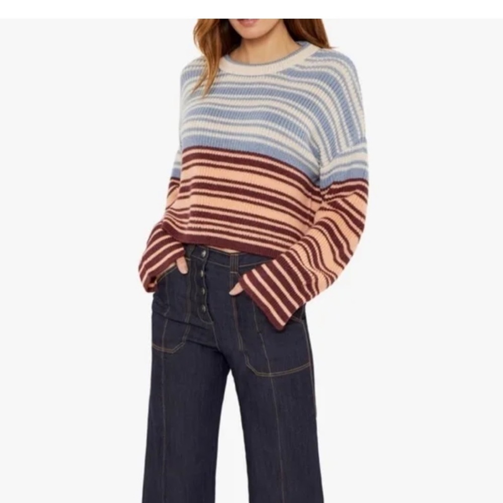 Cinq a Sept Malia Striped oversized Pullover Sweater size S quiet luxury